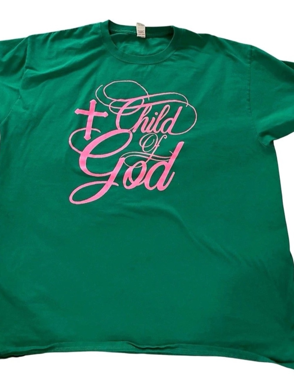 Graphic Tee in Green & Pink Size XL “Child of God”